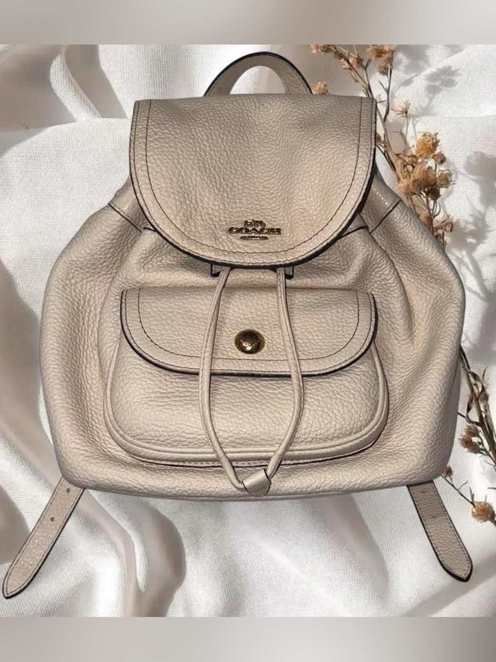 Coach Pennie Backpack 22 Chalk Ivory Pebble Leather Mini Bag C4121